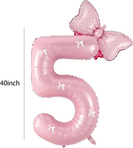 Birthday Number Balloon Bow Happy Birthday Number Balloon Decoration(Pink number 1) in Saudi Arabia