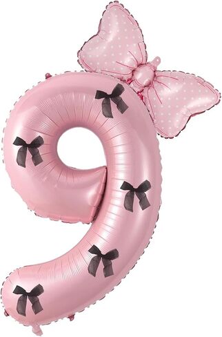 Birthday Number Balloon Bow Happy Birthday Number Balloon Decoration(Pink number 1) in Saudi Arabia