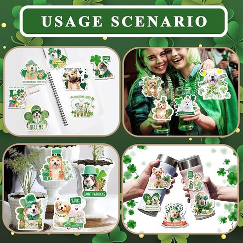 140 Pcs St Patricks Day Stickers for Kids, Cute Vinyl St Patricks Dog Stickers Bulk for Water Bottle, St Patricks Day Party Favors, Shamrock Sticker, St Patricks Day Gift for Kids Teens Adult in Saudi Arabia