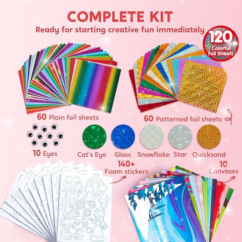 Klever Kits Foil Art Kit للأطفال - لوازم الفنون والحرف ، تلوين خالٍ من الفوضى ، ملصقات رغوة إحباط ، ألعاب السفر الإبداعية ، هدايا أعياد الميلاد للبنين والبنات الأعمار 4 وما فوق in Kuwait