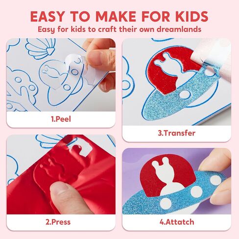 Klever Kits Foil Art Kit للأطفال - لوازم الفنون والحرف ، تلوين خالٍ من الفوضى ، ملصقات رغوة إحباط ، ألعاب السفر الإبداعية ، هدايا أعياد الميلاد للبنين والبنات الأعمار 4 وما فوق in Kuwait