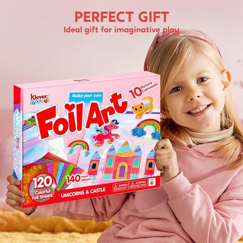 Klever Kits Foil Art Kit للأطفال - لوازم الفنون والحرف ، تلوين خالٍ من الفوضى ، ملصقات رغوة إحباط ، ألعاب السفر الإبداعية ، هدايا أعياد الميلاد للبنين والبنات الأعمار 4 وما فوق in Kuwait