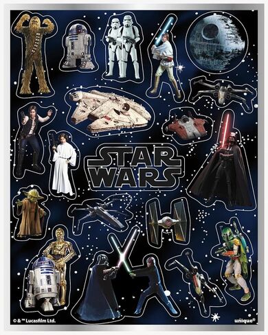 Multicolor Star Wars Classic Sticker Sheets (4 Count) - Perfect for Epic Themed Parties & Galactic Celebrations in Saudi Arabia