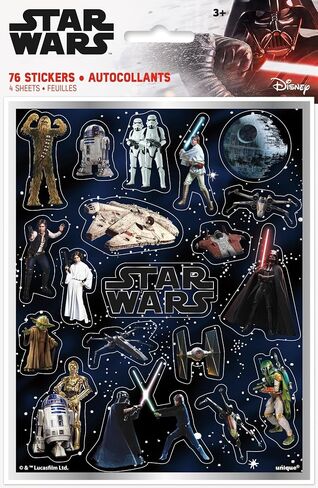 Multicolor Star Wars Classic Sticker Sheets (4 Count) - Perfect for Epic Themed Parties & Galactic Celebrations in Saudi Arabia