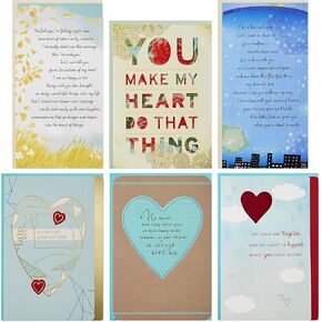 Hallmark Love Card Assortment, New Relationship/Miss You/Time Apart/Just Because (6 Cards with Envelopes)