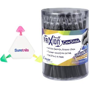 Frixion Colorsticks Erasable Gel Pens, Tub Of 36, Bundle Multicolor Highlighter Pen, 0.7 Gel Pens Black Ink Fine Point, Black Ink Gel Pens, Smooth Writing For Notes~ [Pack Of 1] in Kuwait