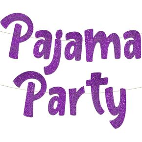 Pajama Party Gold Glitter Banner – Slumber Party – Pajama Party – Girls Night In Decorations, Supplies, Favors and Gifts