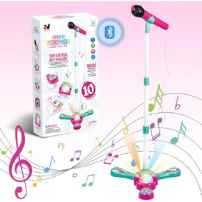 Kids Bluetooth Karaoke Machine للفتيات مع حامل قابل للتعديل ، ميكروفون للأطفال مع كرة ديسكو وميض ، هدية عيد ميلاد للفتيات الذين تتراوح أعمارهم بين 3 سنوات