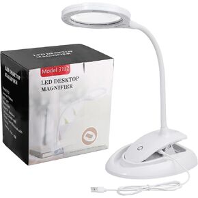COLFULINE Magnifying Lamp 5X 10X, 2-in-1 Rechargeable Magnifying Glass with Light, LED Magnifying Light with Base & Clamp and Touch Button for Reading, Working, Crafts, 3 Adjustable Brightness