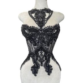 الكريستال المصنوع يدويًا على زين الدانتيل خياطة أحجار الراين ، خرزات الهامش ترتر تصحيحات التزيين التزيين الفاخرة لثوب الزفاف 15 × 23.6 بوصة (أرجوانية) in Kuwait