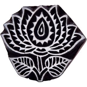 CraftyArt Lotus Flower Design Wooden Textile Printing Block Clay Potter Craft Heena Tattoo Scrapbook Stamps