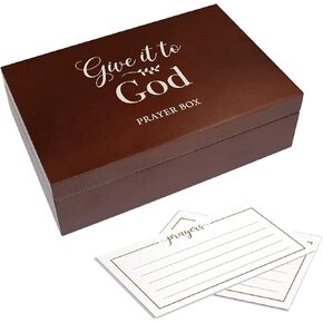 Lillian Rose Give It to God Box with 30 Prayer Cards, 4.25", Brown