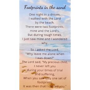 Footprints Poem Card - Inspirational Footprints in The Sand Card - Footprint Prayer Cards, Small Bible Bookmark Set of 25 Items