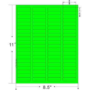 100 Sheets / 8000 Fluorescent FBA and Word Compatible Size Address Labels 80UP 1.75"x0.5" 80 Labels Per Sheet. Ink Jet and Laser Guaranteed. (Fluorescent Green)