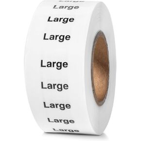 250pcs Large Clothing Size Strip Labels, 1.25" x 5" Labels, Large, 250 Labels/Roll, Clear Clothing Size Strip Sticker Labels for Shirts, Pants, Accessories, Retail Clothing