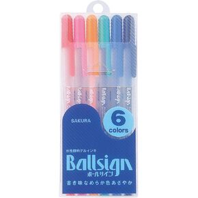 Sakura Gel Ink Ballpoint Pen, Ball Sign (Gelly Roll) 6 Color Set (PGB6)