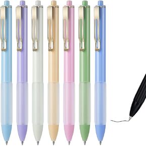 JR.WHITE Ballpoint Pens Black Ink Ball Point Pens 0.7mm, Retractable Writing Pens with Soft Grip, Quick-Dry Cute pens, Gifts for Women Office School Supplies