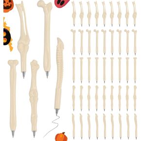 Lnrueg 50 PCS Bone Ballpoint Pens, Skeleton Finger Ballpoint Pens, Bone-shaped Pen Bulk, Novelty Nursing Pen, 0.5mm Black Ink Ballpoint Pen for Doctors, Nurses, Students, Halloween Party Favor