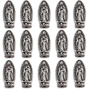 60pcs حبات الفضة العتيقة العتيقة لدينا سيدة ميدالية ميدالية مركزية مركزية الصليب يسوع العذراء مريم سبيكة الكاثوليكية الصلب لتصنيع المجوهرات DIY