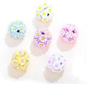 Decoendiy 12Pcs Rhinestone Focal Beads for Pens,Fancy Bling Glitter Sparkle Chunky Diamond Flower Beads,Colorful Rhinestone Beads,Large Hole Rhinestone Bead,for Jewelry Keychain Making Crafts Supplies