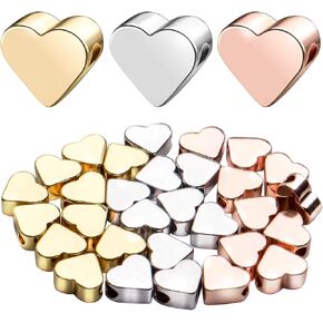 Spacer Beads Jewelry Accessories, 30PCS Small Hole Heart Beads Spacer Loose Separated Beads Brass Double Side Pendants Charms for Handmake DIY Bracelet Necklace Valentine's Day,7 * 6 * 3mm