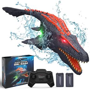Remote Control Dinosaur Toys for Kids, 2x1000mAh RC Boat Mosasaurus Water Toys for Swimming Pool Bathroom, Birthday Gifts for 3 4 5 6 7 8-12 Year Old Boys Girls Christmas (Mosasaurus)