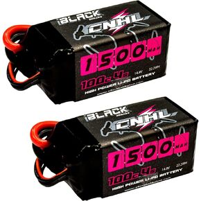 CNHL 1500mAh 130C 4S Lipo Battery 14.8V with XT60 Plug for FPV Drone Racing RC Quadcopter Helicopter Airplane Boat Car(2 Packs)