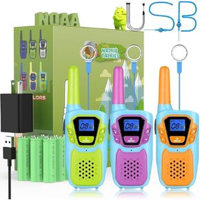 Talkies Walkie for Kids Adults Long Receable 3 Pack ، Frs 2 Way Radio Toy for 3-12 year Boys Girls Choilers و Shockproof Noaa walkie-talkie 4 أميال لرحلات التزلج على التزلج على التخييم العائلي