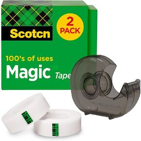 6 Rolls Invisible Tape with 2 Refillable Tape Dispensers, Writable Tape Refills for Dispenser, 3/4 x 1296 Inches, Matte Gift Wrapping Tape for Home, Office, School