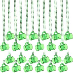 JOYIN 24 Pcs St Patricks Shamrock Necklaces, Green Clover-Shaped Bead Necklace with Pendant for St. Patrick's Day Party Supplies Dressing-up Accessories Party Favors, Irish Leprechaun Plastic Jewelry