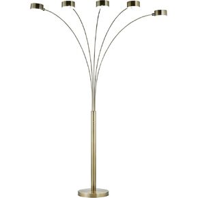 Artiva USA "Micah Pro 300W Antique Brass LED 5-Arched Floor Lamp with Dimmer,5000K Daylight, 88" H