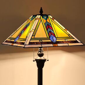 Capulina Tiffany Floor Lamp 2-Light 16X16X63 Inches Firecracker Mission Antique Style Stained Glass Standing Reading Light for Living Room Bedroom Home Office