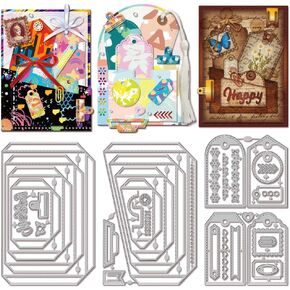 GLOBLELAND Nested Label Pocket Cutting Dies Rectangle Frame DIY Dies Retro Layered Bookmark Tags Metal Cutting Stencils for Card Making Paper Crafting Scrapbooking Supplies Crafts