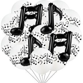 56 Pieces Music Themed Piano Notes Party Decorations Include 40 Music Notes Latex Balloon 16 Black Foil Balloons for Birthday Party