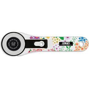 OLFA 45mm Straight Handle Rotary Cutter, Blooming Garden