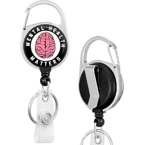 Badge Reels Holder Retractable Keychain Heavy Duty with ID Clip for Nurse Key Card Name Tag Mental Health Matters Psychology Medical Work Office Key Retractor Leash Metal Carabiner Belt Clip