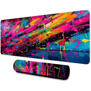 Graffiti Large Mouse Pad 31.5x11.8x0.12 Inches Magic Colored Dye Splashes Paint Pattern Printed Game Mouse Pad for Home Studio Keyboard Table Mat BDHYMN307