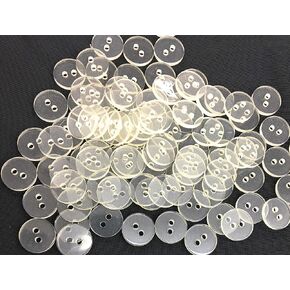 100 Duvet Flat Clear Buttons,Size 1/2"-) 2 Hole .Invisible Buttons,
