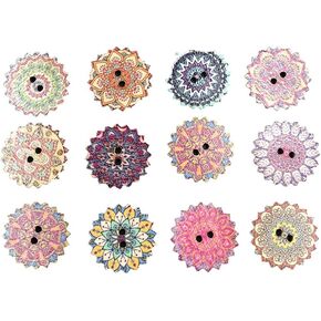 Milisten 100pcs 2 Hole Wood Buttons Cute Flower Shape Buttons for Scrapbooking Sewing DIY Crafts Ornament 25mm
