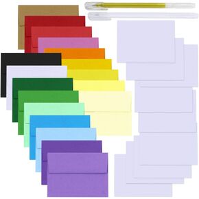 90 Sets 18 Colors A4 Invitation Envelopes Peel & Press Self Seal 4 1/4 x 6 1/4 Envelopes with Blank A4 White Flat Cards for Wedding Shower Birthday Holiday Mailing Announcement DIY Cards Making
