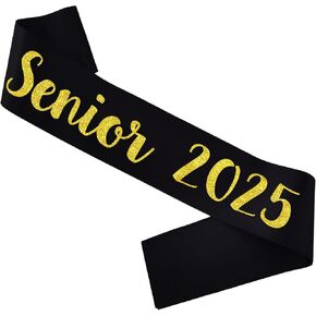 Senior 2025 Sash, Silver Glitter Letter Senior Sash 2025 Graduation Sash Finally Graduated Cheerleader Party Decorations, Hot Pink