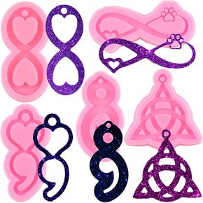 Semicolon Silicone Molds Love Ribbon Keychain Resin Mold for DIY Craft Keychain Polymer Clay Mold Necklace Epoxy Pendant Jewellery Resin Crafting Making Set of 5