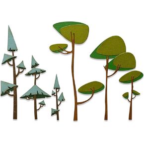 Sizzix Thinlits Die 665217 Funky Trees by Tim Holtz 6 Pack, Multicolor