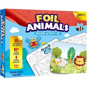 DaiUni Animal Foil Fun Art Kit for Kids, No Mess Arts and Crafts for Kids Ages 4-8, Art Projects Travel Activities Supplies Birthday Gift for Girls Boys 4, 5, 6, 7, 8 Years