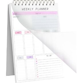 Weekly To Do List Notepad-Undated To Do List Notebook with 52 Sheets-2025 To Do List Planner with Clear PP Cover for Work|Home|School, Twin-Wire Binding, 9.48" x 6.49"