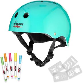 Wipeout Dry Erase Kids Helmet for Bike, Skate, and Scooter, Teal Blue Youth 5+