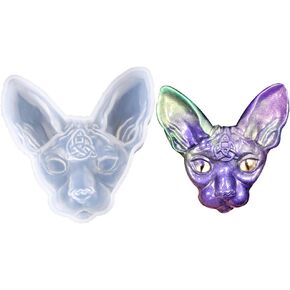 Sphynx Cat Head Silicone Resin Mold, Canadian Hairless Cat Beerus Devil DIY Hand Craft Epoxy Resin Molds for Making DIY Jewelry Necklace Pendant Keychain Handmade Crafts