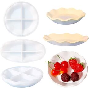 Yalulu 2Pcs Silicone Resin Tray Mold, Fruit Storage Tray Epoxy Resin Casting Molds, Bowl Silicone Mould Plate Tray Molds for Home Table Decoration Gift Making
