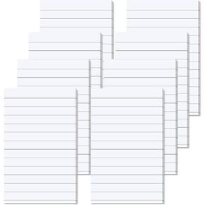 Pack of 400 Sticky Notes White,Lined Self-Adhesive Notes 100 x 150 mm, Sticky Notes with Lines, Large Lined Sticky Notes for Marking Pages for Office, Study, Home, 8 Pack/400 Sheets