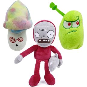 JHESAO 3 PCS Plants and Zombies Plush Sets Zombies Toy Hypno Shroom, 1 2 Stuffed Soft Dolphin Zombie Doll, Laser Bean PVZ Plushies Figure Doll